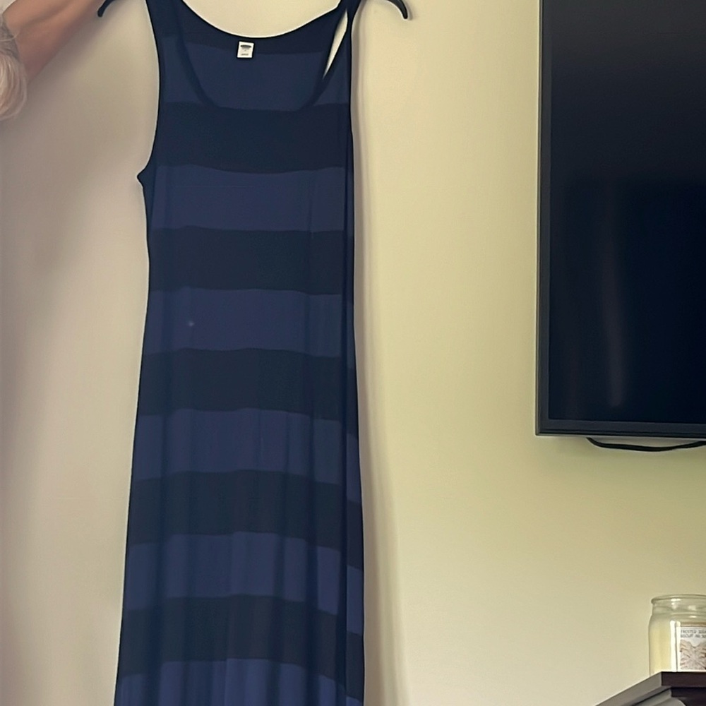 Black and blue maxi dress